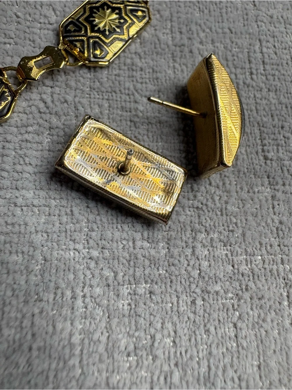 Bracelet & Earring Set Signed Vintage Damascene Toledo Mid-century Spain